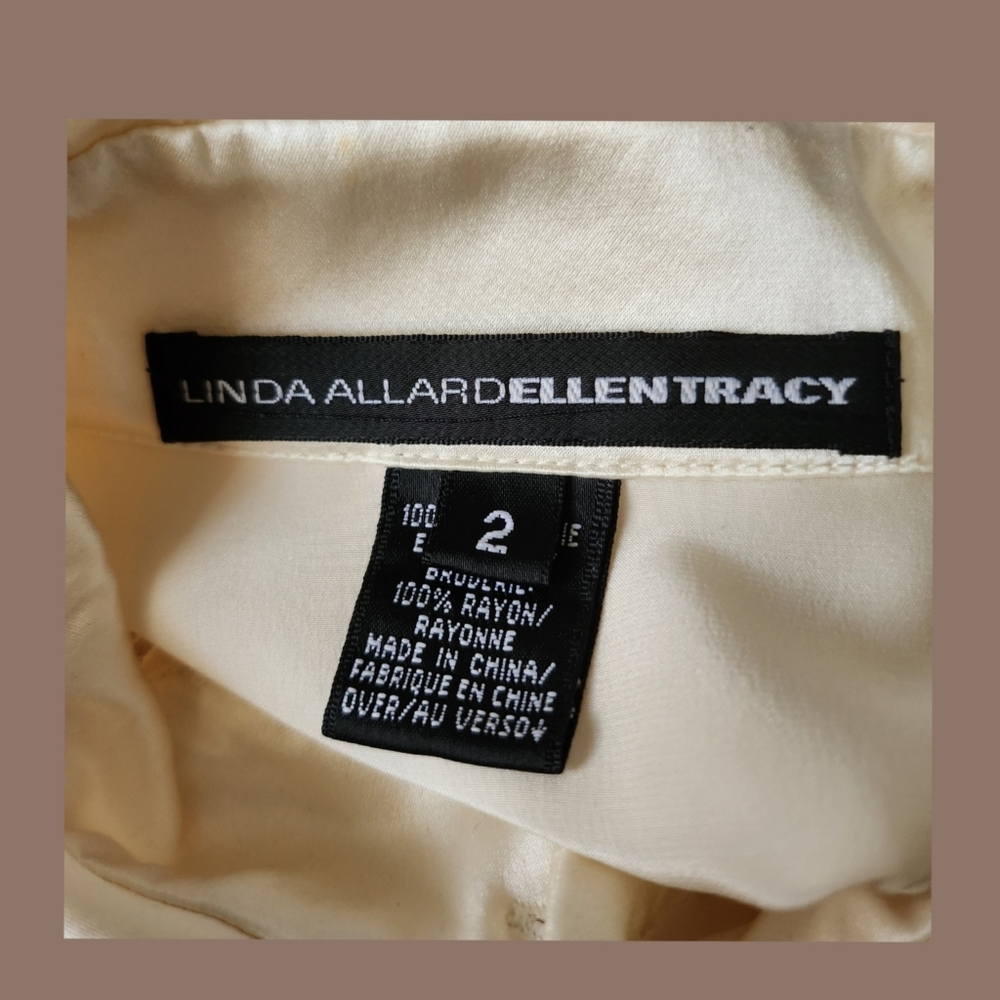 VINTAGE LINDA ALLARD ELLEN TRACY CREAM 100% SILK BLOUSE SIZE 2 - Picture 5 of 5